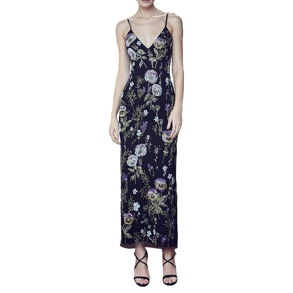 Flor et.al Womens Liv Black Embellished Long Party Evening Dress NWT Size 6